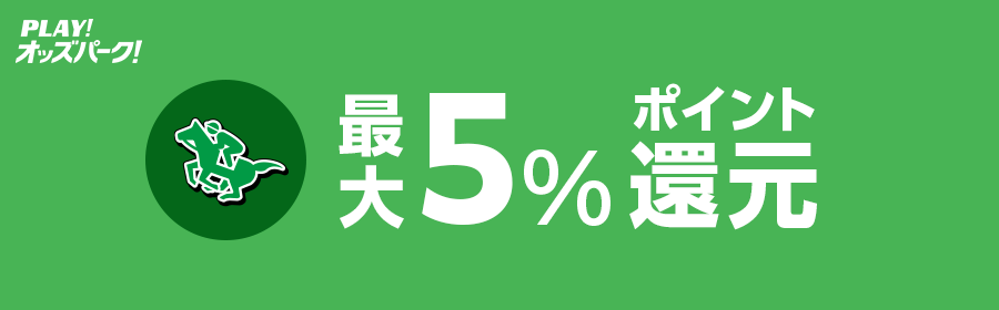 最大5%ポイント還元バナー（競馬）